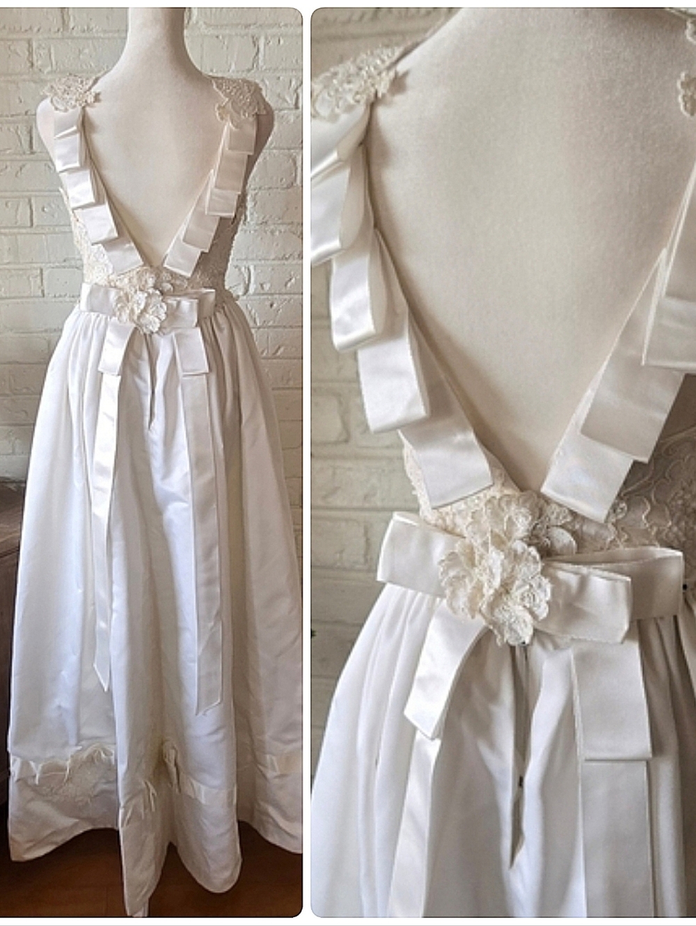 Vintage Ron LoVece Wedding Gown, Xs/0/2, Ivory, Bridal, Lace Appliqué